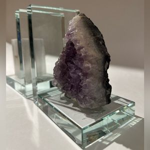 Amethyst Druze Cluster & Crystal Book End Book Holder